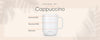 Ember Mug in white | Cappuccino graphic with cream background..