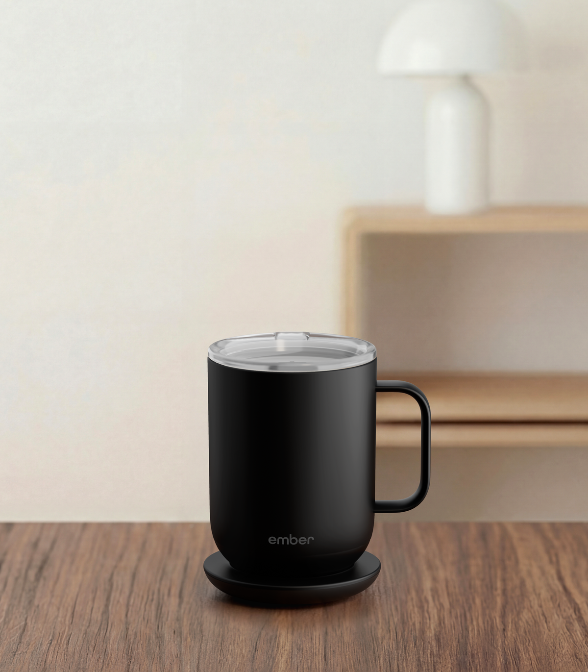 Ember Mug 3 in Black, 10 oz, on a desk