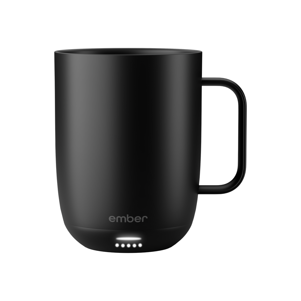 Powder blue Ember Mug 3 resting on a stack of books