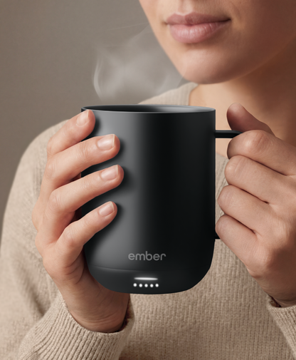 Ember Mug 3 in Black, 10 oz, held in hands